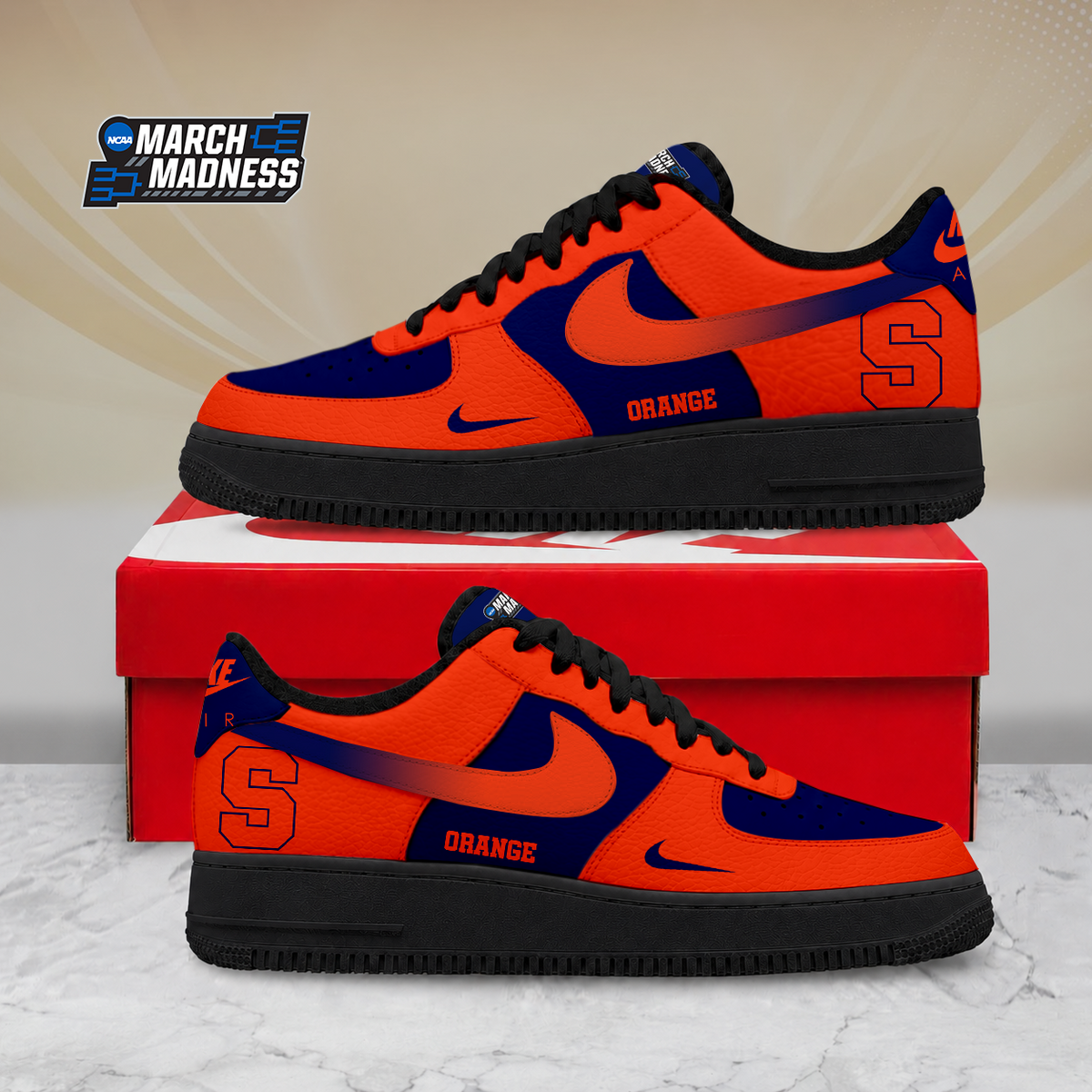ELITE EDITION - NEW CUSTOMIZED NCAA MAM19 SYO SYRACUSE ORANGE AF1 SHOES
