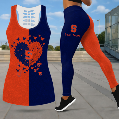 MEGA SALE - NEW CUSTOMIZED NCAA MAM19 SYO SYRACUSE ORANGE LEGGINGS & HOLLOW TANK TOP SET