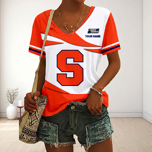 SPECIAL EDITON - NEW CUSTOMIZED MAM NCAA19 SYO SY ORANGE V-NECK FEMALE SHIRT