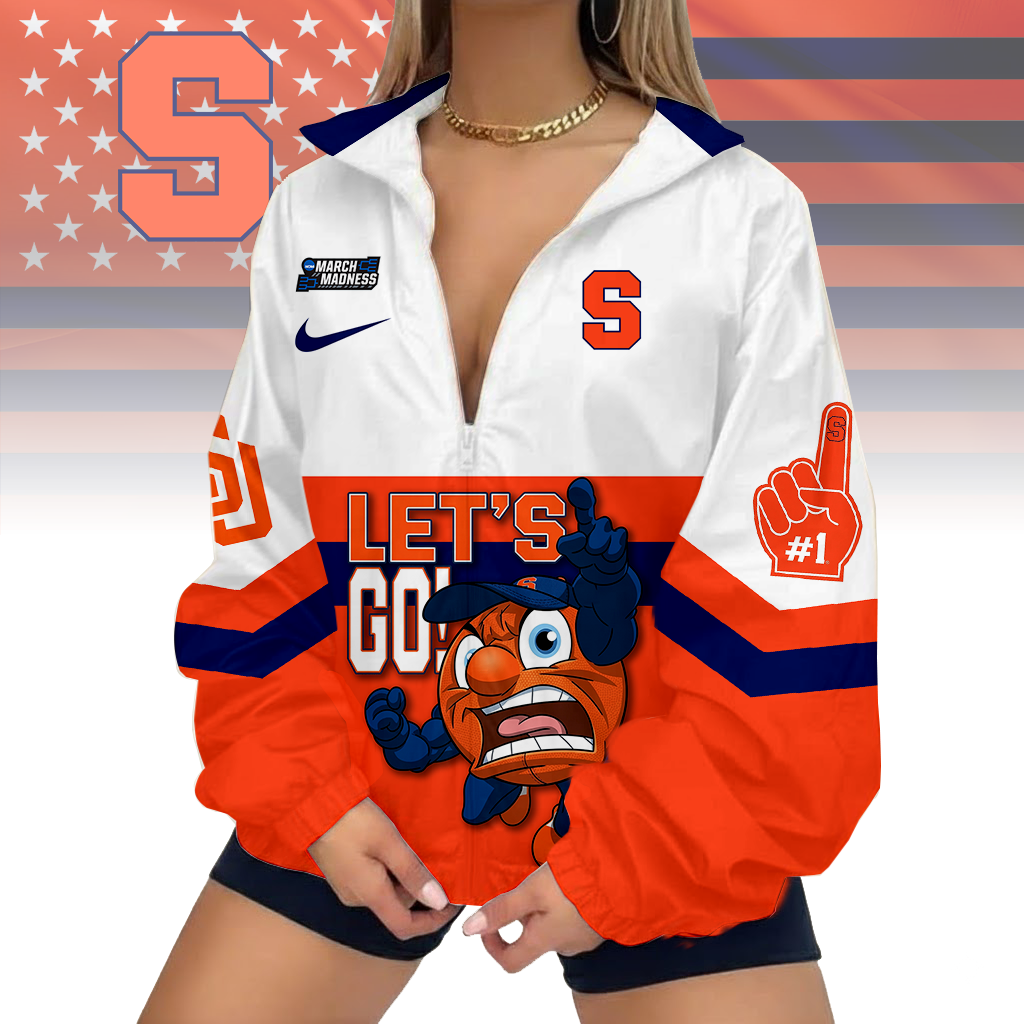 FINAL SALE - NEW CUSTOMIZED MAM NCAA19 SYO SY ORANGE V-NECK ZIPPER SWEATSHIRT JACKET