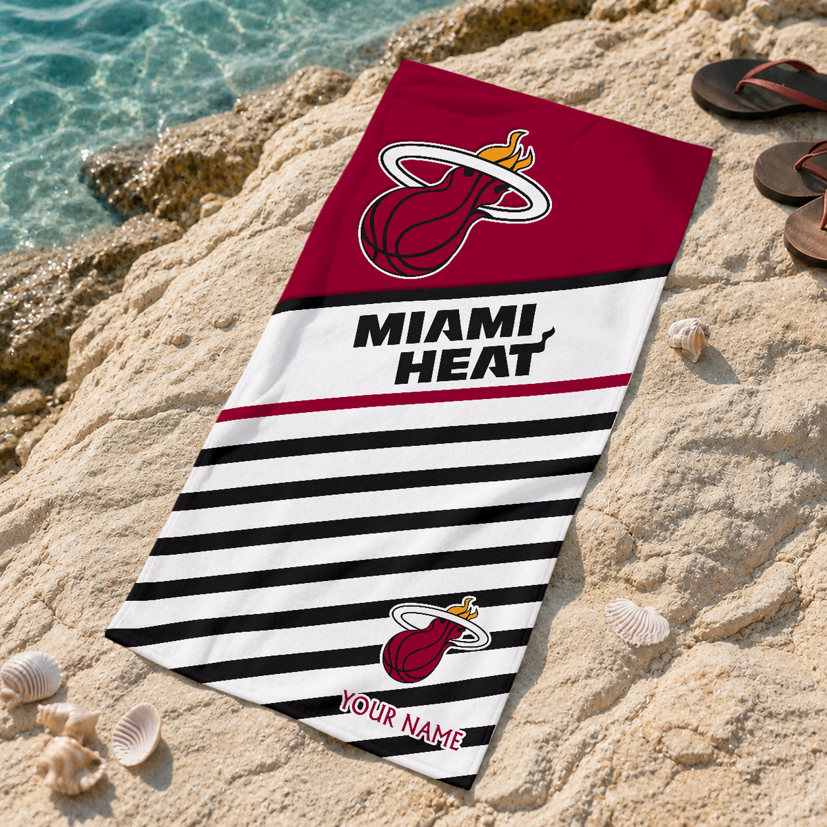 ELITE EDITION - NEW CUSTOMIZED MHE MIAMI HEAT BEACH TOWEL FOR FAN - NBA20