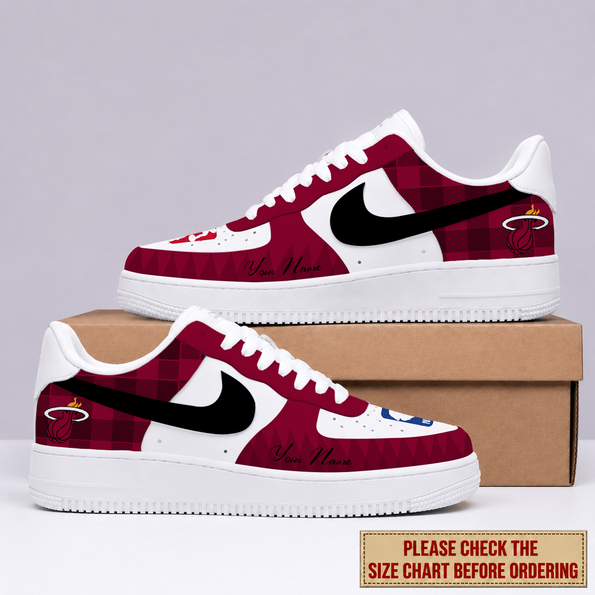 FINAL SALE - NEW CUSTOMIZED NBA20 MHE MIAMI HEAT AF1 SNEAKERS
