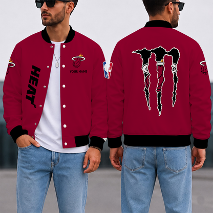 SPECIAL EDITION - NEW CUSTOMIZED NBA20 MHE MIAMI HEAT BASEBALL JACKET, SATIN VARSITY JACKET