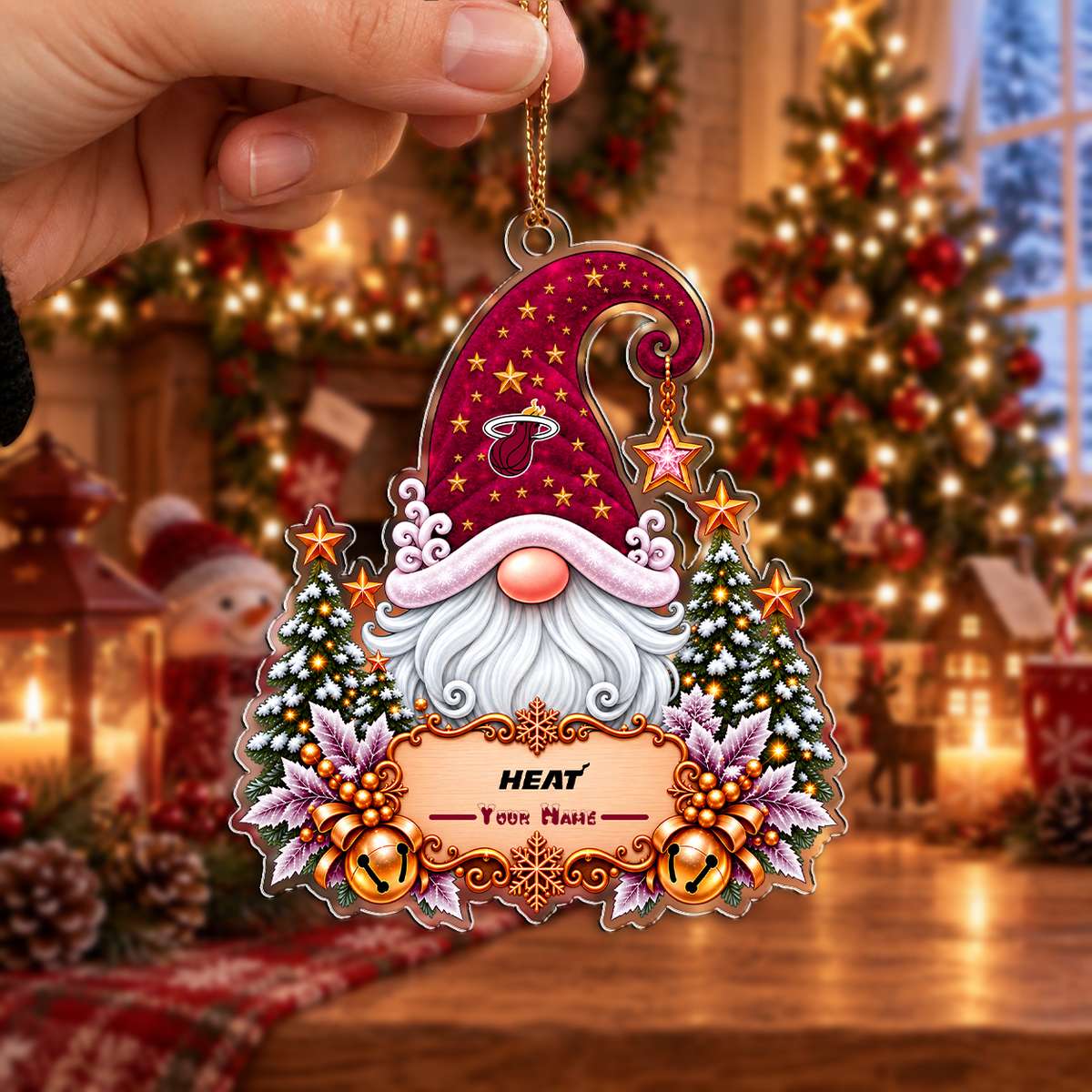 ELITE EDITION - NEW CUSTOMIZED NBA20 MHE MIAMI HEAT CHRISTMAS ACRYLIC ORNAMENT