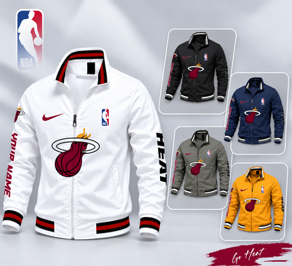 FINAL SALE - NEW CUSTOMIZED NBA20 MHE MIAMI HEAT MULTICOLOR MEN'S CASUAL JACKET
