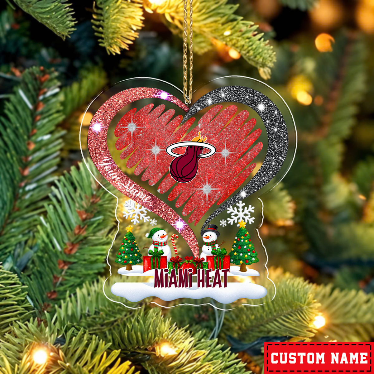 [EXCLUSIVE EDITION] NEW CUSTOMIZED NBA20 MHE MIAMI HEAT CHRISTMAS ACRYLIC ORNAMENT