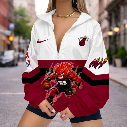 LIMITED EDITION - NEW CUSTOMIZED MHE MIAMI HEAT V-NECK ZIPPER SWEATSHIRT JACKET - NBA20
