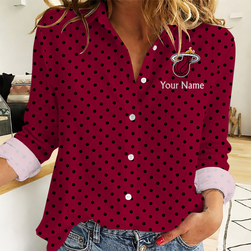 SPECIAL EDITION - NEW CUSTOMIZED NBA20 MHE MIAMI HEAT WOMEN CASUAL SHIRT FOR FAN