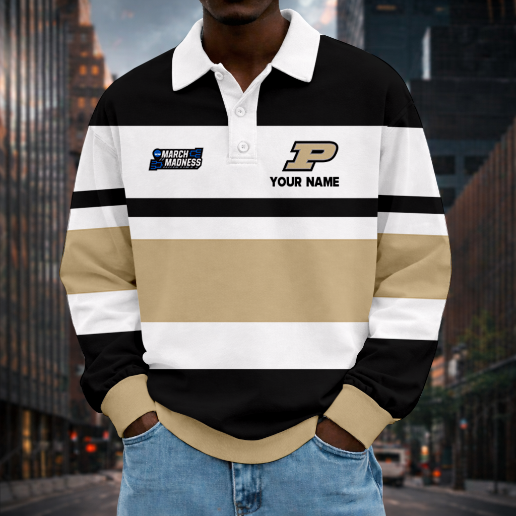 VIRAL EDITION - NEW CUSTOMIZED MAM NCAA20 PUB PU BOILERMAKERS UNISEX LONG SLEEVE POLO