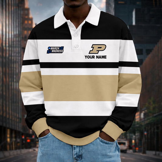 VIRAL EDITION - NEW CUSTOMIZED MAM NCAA20 PUB PU BOILERMAKERS UNISEX LONG SLEEVE POLO