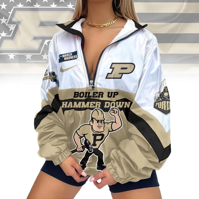 FINAL SALE - NEW CUSTOMIZED MAM NCAA20 PUB PU BOILERMAKERS V-NECK ZIPPER SWEATSHIRT JACKET