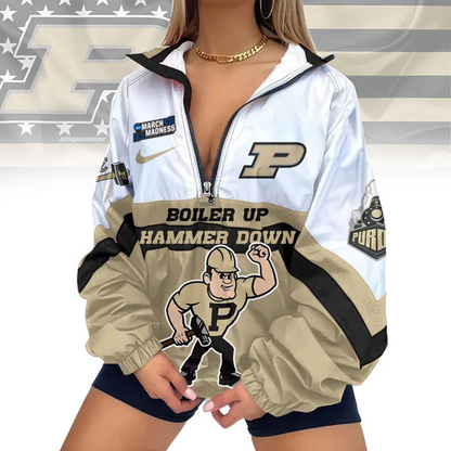 FINAL SALE - NEW CUSTOMIZED MAM NCAA20 PUB PU BOILERMAKERS V-NECK ZIPPER SWEATSHIRT JACKET