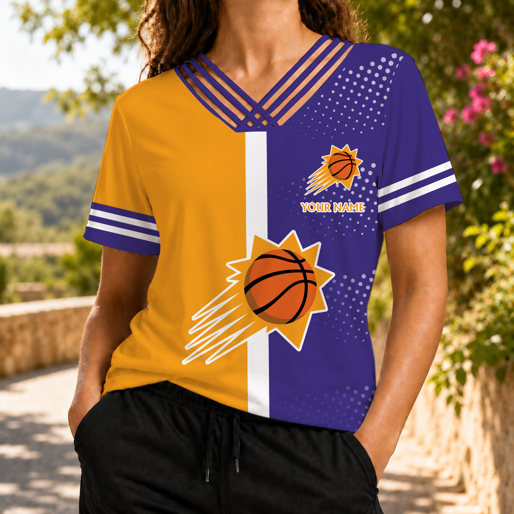 LIMITED EDITION - NEW CUSTOMIZED NBA21 PSU PHOENIX SUNS V-NECK SHIRT