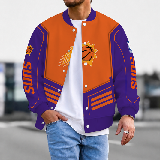 LIMITED DROP - NEW CUSTOMIZED PSU PHOENIX SUNS BASEBALL JACKET, SATIN VARSITY JACKET - NBA21