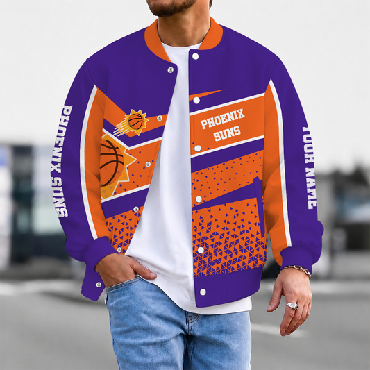 EXCLUSIVE EDITION - NEW CUSTOMIZED NBA21 PSU PHOENIX SUNS BASEBALL JACKET, SATIN VARSITY JACKET
