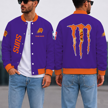 SPECIAL EDITION - NEW CUSTOMIZED NBA21 PSU PHOENIX SUNS BASEBALL JACKET, SATIN VARSITY JACKET