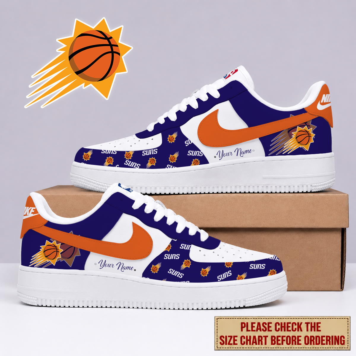 FLASH SALE - NEW CUSTOMIZED NBA21 PSU PHOENIX SUNS AF1 SNEAKERS