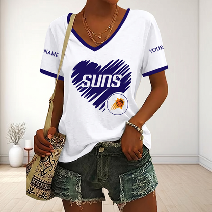 EXCLUSIVE EDITION - NEW CUSTOMIZED NBA21 PSU PHOENIX SUNS V-NECK FEMALE SHIRT