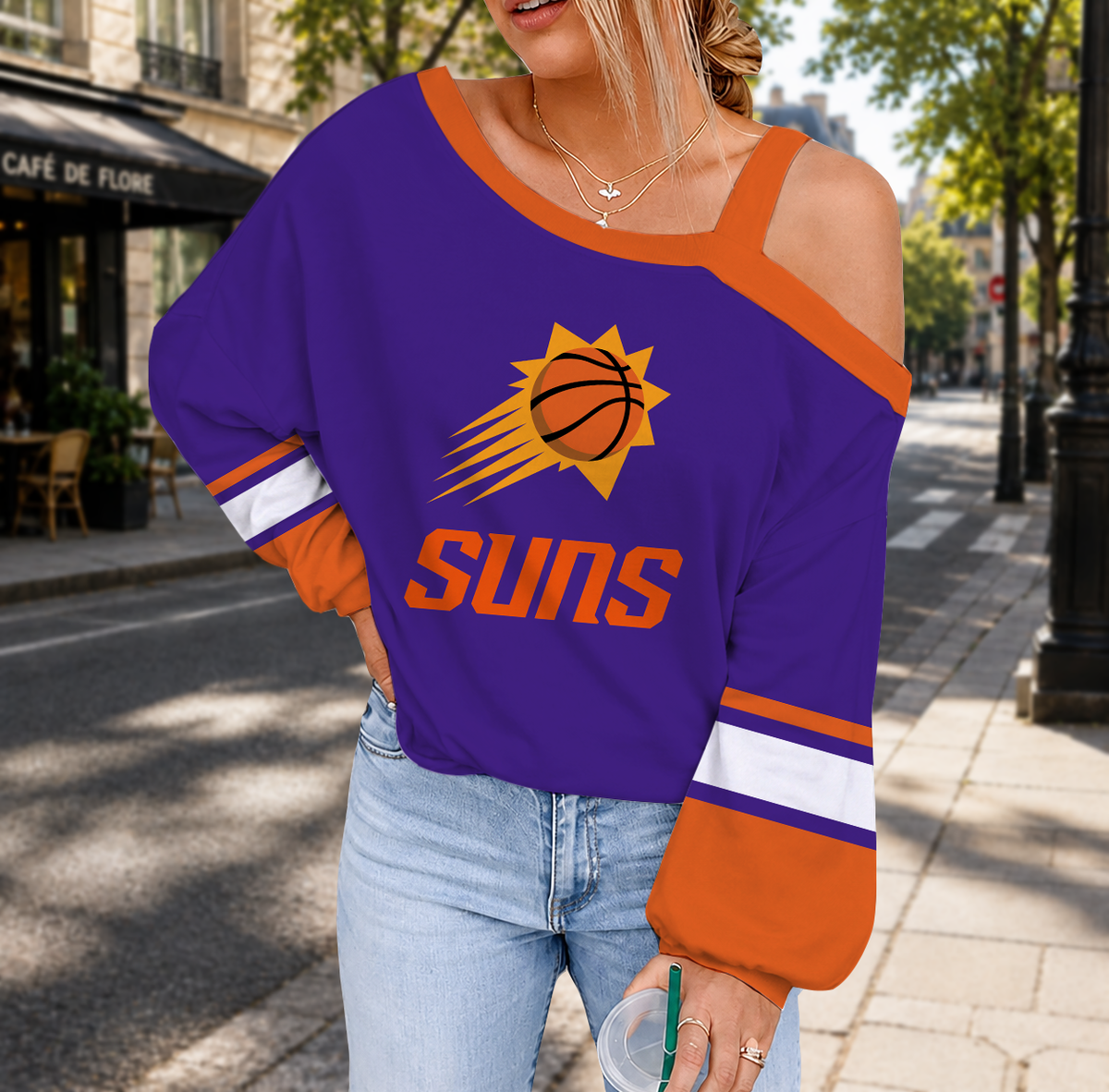 VIRAL EDITION - NEW CUSTOMIZED NBA21 PSU PHOENIX SUNS DROP SHOULDER SWEATSHIRT