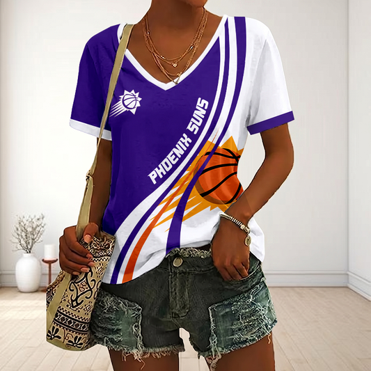 VIRAL EDITION - NEW CUSTOMIZED NBA21 PSU PHOENIX SUNS V-NECK FEMALE SHIRT