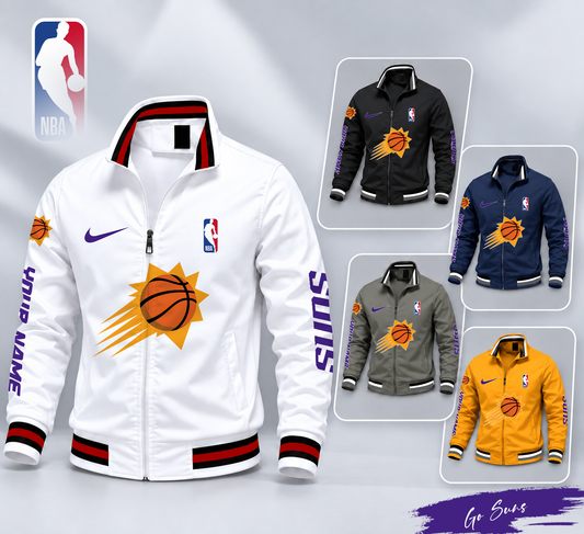 FINAL SALE - NEW CUSTOMIZED NBA21 PSU PHOENIX SUNS MULTICOLOR MEN'S CASUAL JACKET