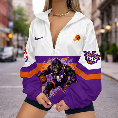 LIMITED EDITION - NEW CUSTOMIZED PSU PHOENIX SUNS V-NECK ZIPPER SWEATSHIRT JACKET - NBA21