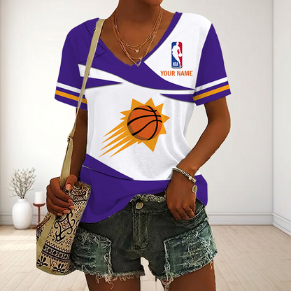 EXCLUSIVE EDITION - NEW CUSTOMIZED NBA21 PSU PHOENIX SUNS V-NECK FEMALE SHIRT