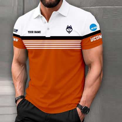 LIMITED EDITION - NEW CUSTOMIZED NCAA MAM21 UCH UCONN HUSKIES POLO SHIRT