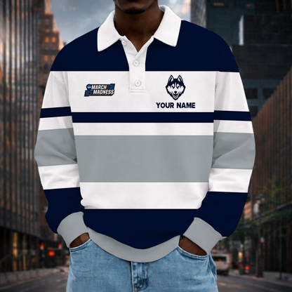 VIRAL EDITION - NEW CUSTOMIZED MAM NCAA21 UCH UC HUSKIES UNISEX LONG SLEEVE POLO
