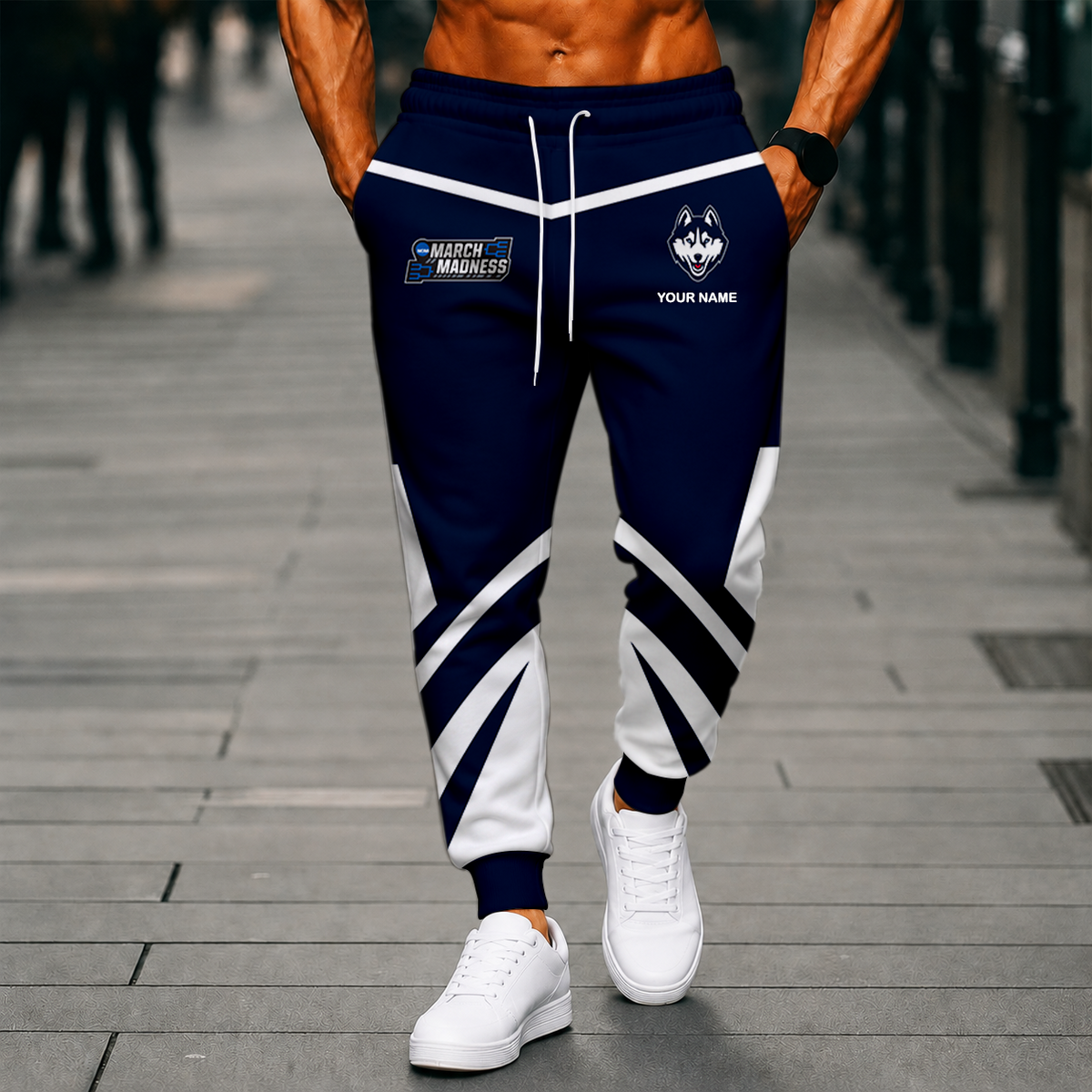 VIRAL EDITION - NEW CUSTOMIZED NCAA MAM21 UCH UCONN HUSKIES SWEATPANTS