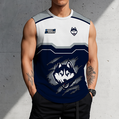HOT DEAL - NEW CUSTOMIZED NCAA MAM21 UCH UCONN HUSKIES MEN'S GYM SHIRT