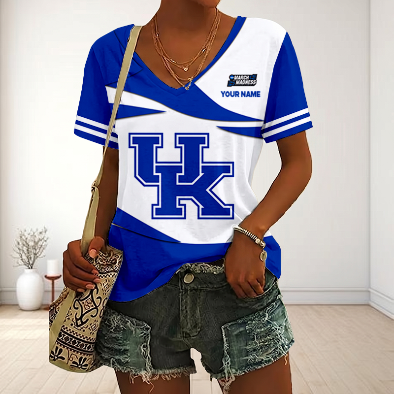 SPECIAL EDITON - NEW CUSTOMIZED MAM NCAA22 KEW KE WILDCATS V-NECK FEMALE SHIRT
