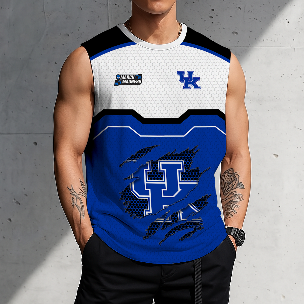 HOT DEAL - NEW CUSTOMIZED NCAA MAM22 KEW KENTUCKY WILDCATS MEN'S GYM SHIRT