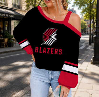 VIRAL EDITION - NEW CUSTOMIZED NBA22 PTB PORTLAND TRAIL BLAZERS DROP SHOULDER SWEATSHIRT