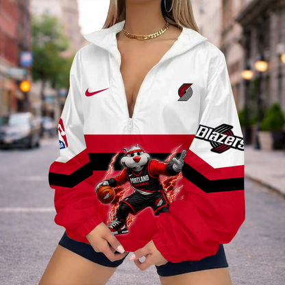 LIMITED EDITION - NEW CUSTOMIZED PTB PORTLAND TRAIL BLAZERS V-NECK ZIPPER SWEATSHIRT JACKET - NBA22