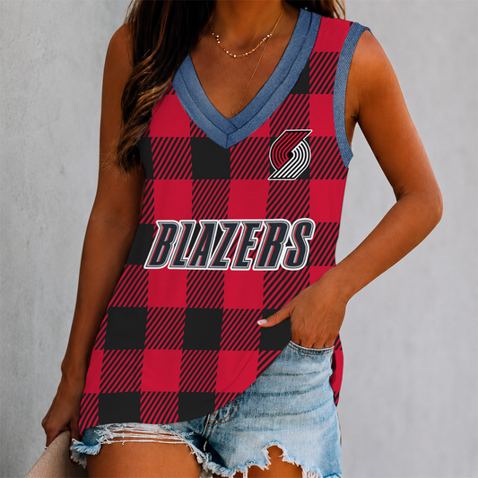 ELITE EDITION - NEW CUSTOMIZED NBA22 PTB PORTLAND TRAIL BLAZERS WOMEN'S V-NECK TANK TOP