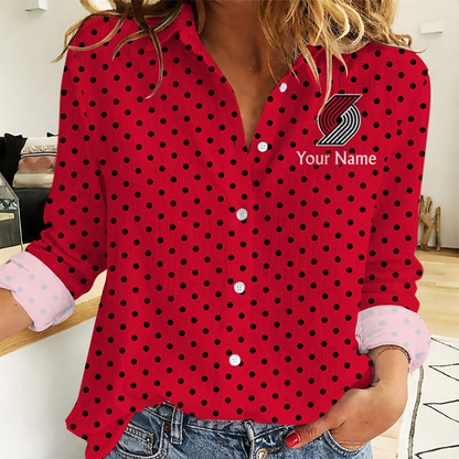 SPECIAL EDITION - NEW CUSTOMIZED NBA22 PTB PORTLAND TRAIL BLAZERS WOMEN CASUAL SHIRT FOR FAN