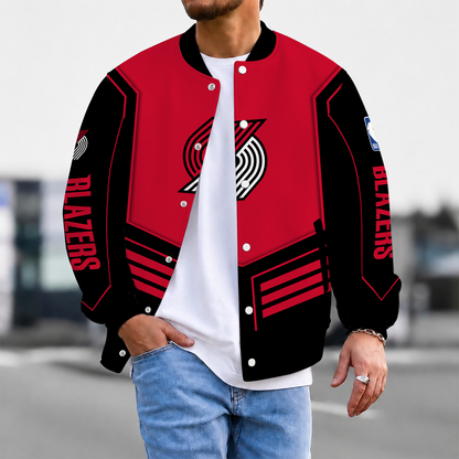 LIMITED DROP - NEW CUSTOMIZED PTB PORTLAND TRAIL BLAZERS BASEBALL JACKET, SATIN VARSITY JACKET - NBA22
