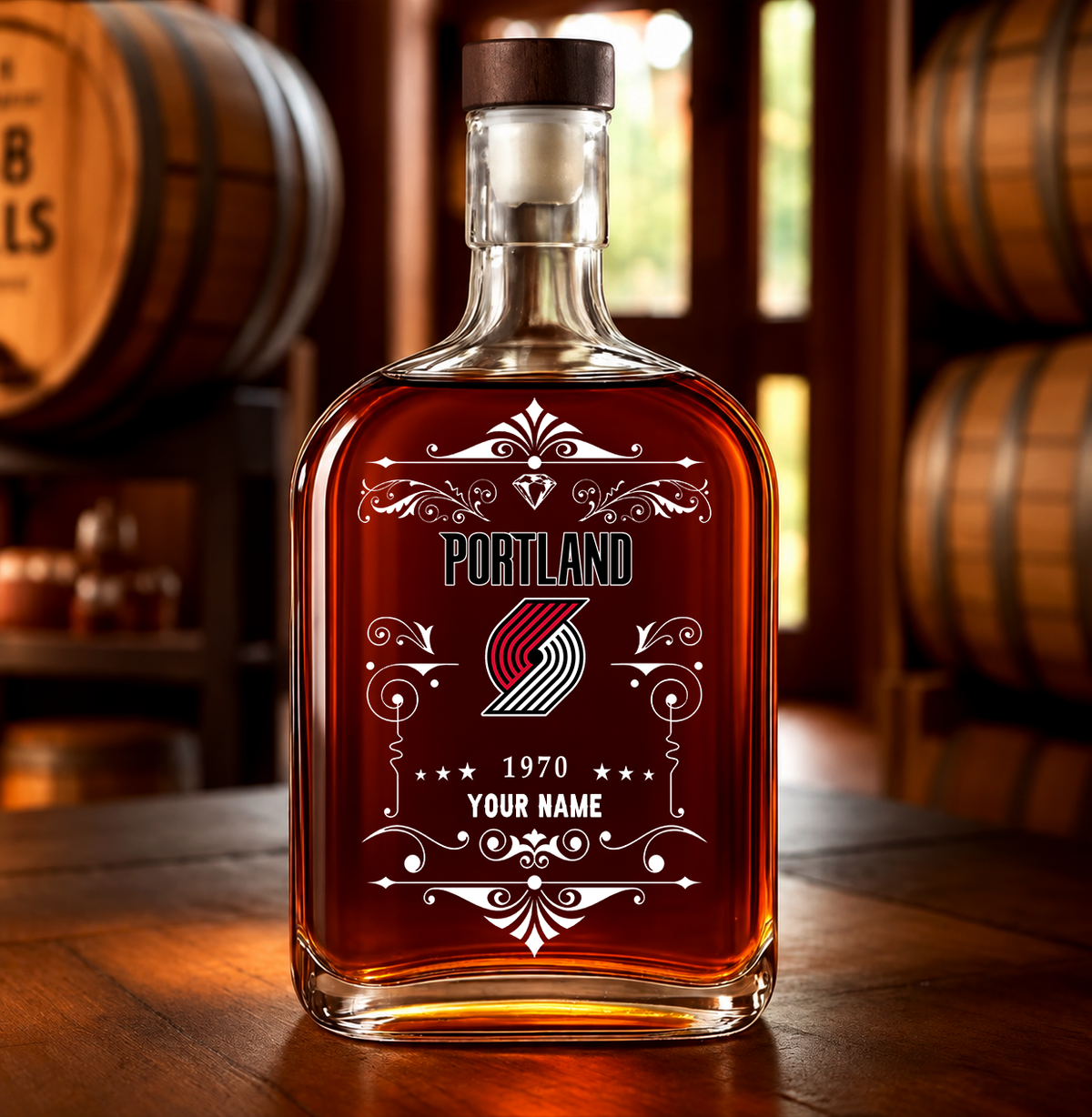 [FINAL SALE] NEW CUSTOMIZED NBA22 PTB PORTLAND TRAIL BLAZERS LUXURY WHISKEY BOTTLE 450ML