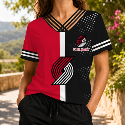 LIMITED EDITION - NEW CUSTOMIZED NBA22 PTB PORTLAND TRAIL BLAZERS V-NECK SHIRT