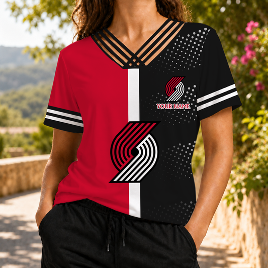 LIMITED EDITION - NEW CUSTOMIZED NBA22 PTB PORTLAND TRAIL BLAZERS V-NECK SHIRT