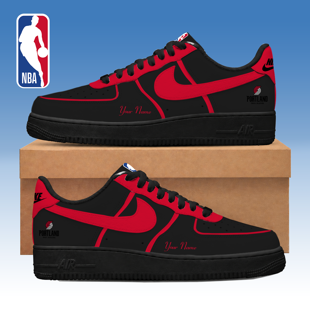 LIMITED DROP - NEW CUSTOMIZED PTB PORTLAND TRAIL BLAZERS AF1 SNEAKERS - NBA22