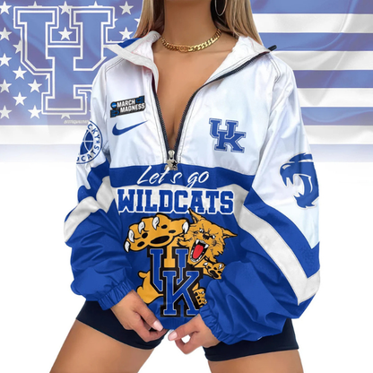 FINAL SALE - NEW CUSTOMIZED MAM NCAA22 KEW KE WILDCATS V-NECK ZIPPER SWEATSHIRT JACKET