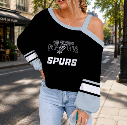VIRAL EDITION - NEW CUSTOMIZED NBA23 SAS SAN ANTONIO SPURS DROP SHOULDER SWEATSHIRT