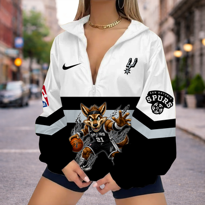 LIMITED EDITION - NEW CUSTOMIZED SAS SAN ANTONIO SPURS V-NECK ZIPPER SWEATSHIRT JACKET - NBA23