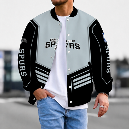 LIMITED DROP - NEW CUSTOMIZED SAS SAN ANTONIO SPURS BASEBALL JACKET, SATIN VARSITY JACKET - NBA23