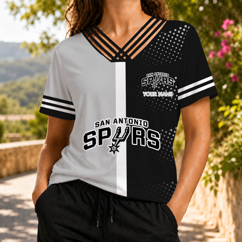 LIMITED EDITION - NEW CUSTOMIZED NBA23 SAS SAN ANTONIO SPURS V-NECK SHIRT
