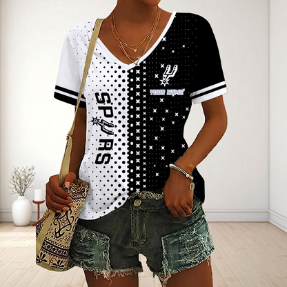 LIMITED DROP - NEW CUSTOMIZED NBA23 SAS SAN ANTONIO SPURS V-NECK FEMALE SHIRT