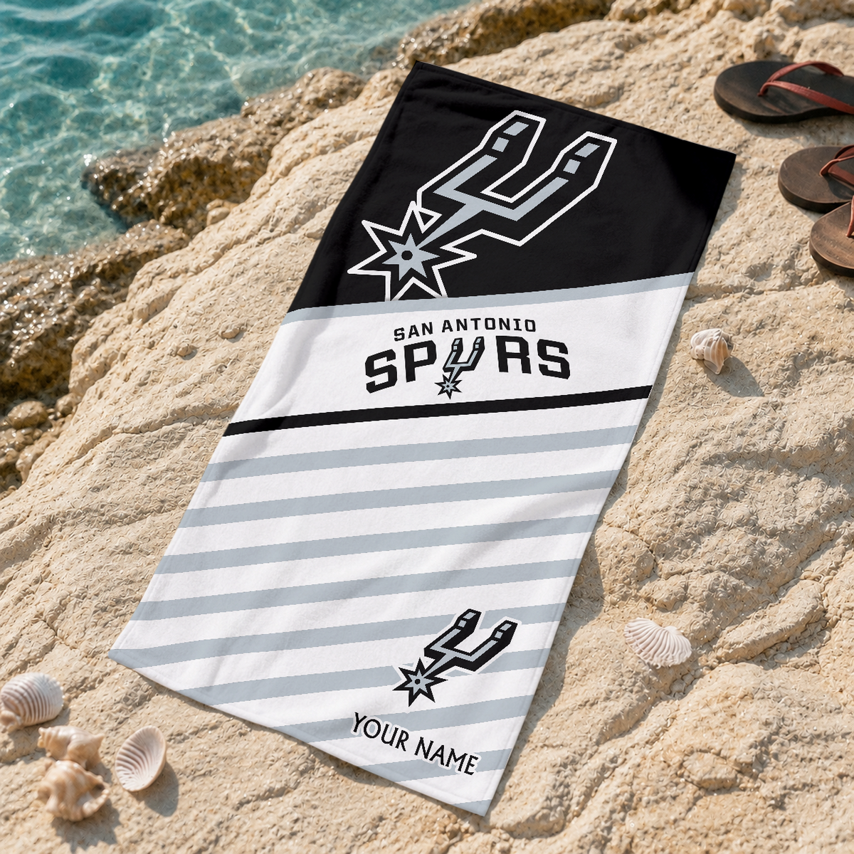 ELITE EDITION - NEW CUSTOMIZED SAS SAN ANTONIO SPURS BEACH TOWEL FOR FAN - NBA23