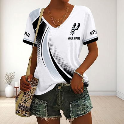 SPECIAL EDITION - NEW CUSTOMIZED NBA23 SAS SAN ANTONIO SPURS V-NECK FEMALE SHIRT